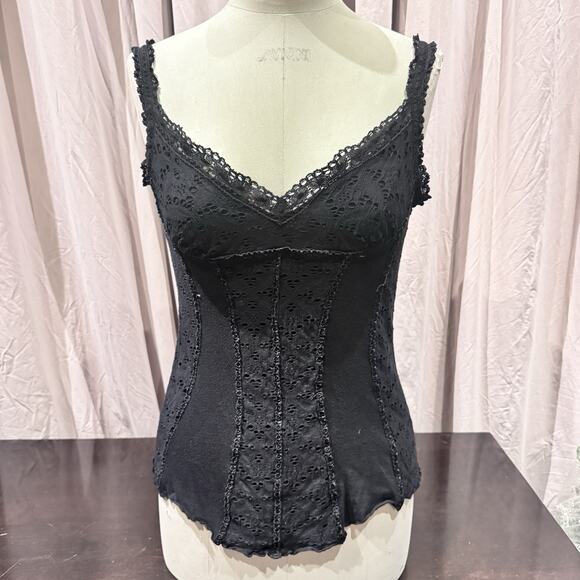 Ann Ferriday Tops - Ann Ferriday VTG Stock Cotton Stretch Eyelet Lace Corset Top M/L